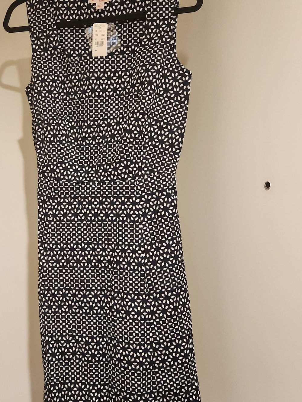 Brooks Brothers Navy Dress with White Floral-Dot Pattern